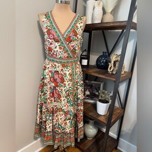 NWT GIBSON & LATIMER Dress A-Line Medium Midi Sleeveless Floral Vneck MSRP $139